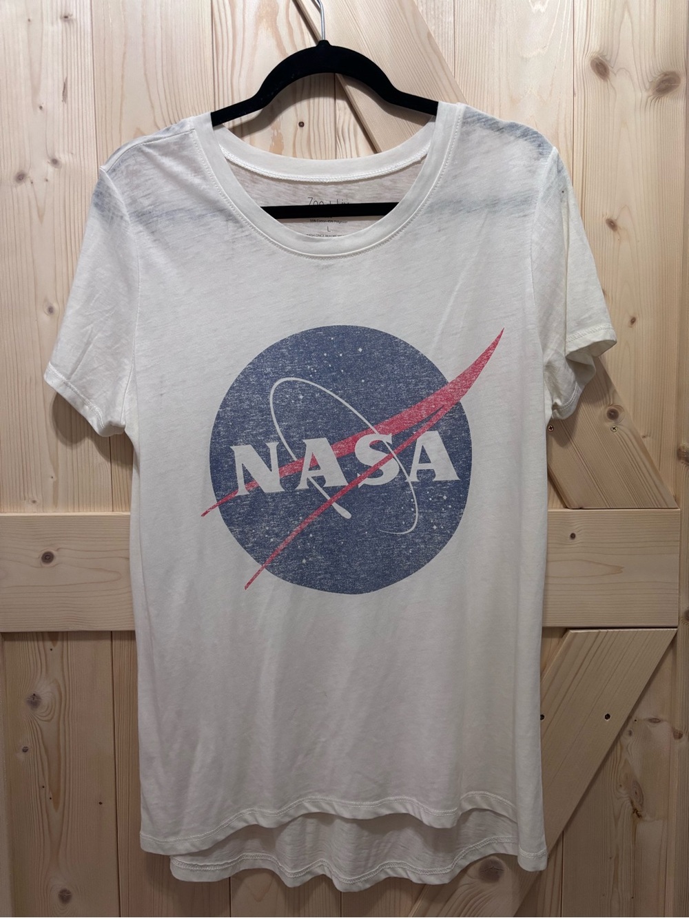 Zoe+Liv NASA Logo White Graphic Tee - Women's Casual Top-Large